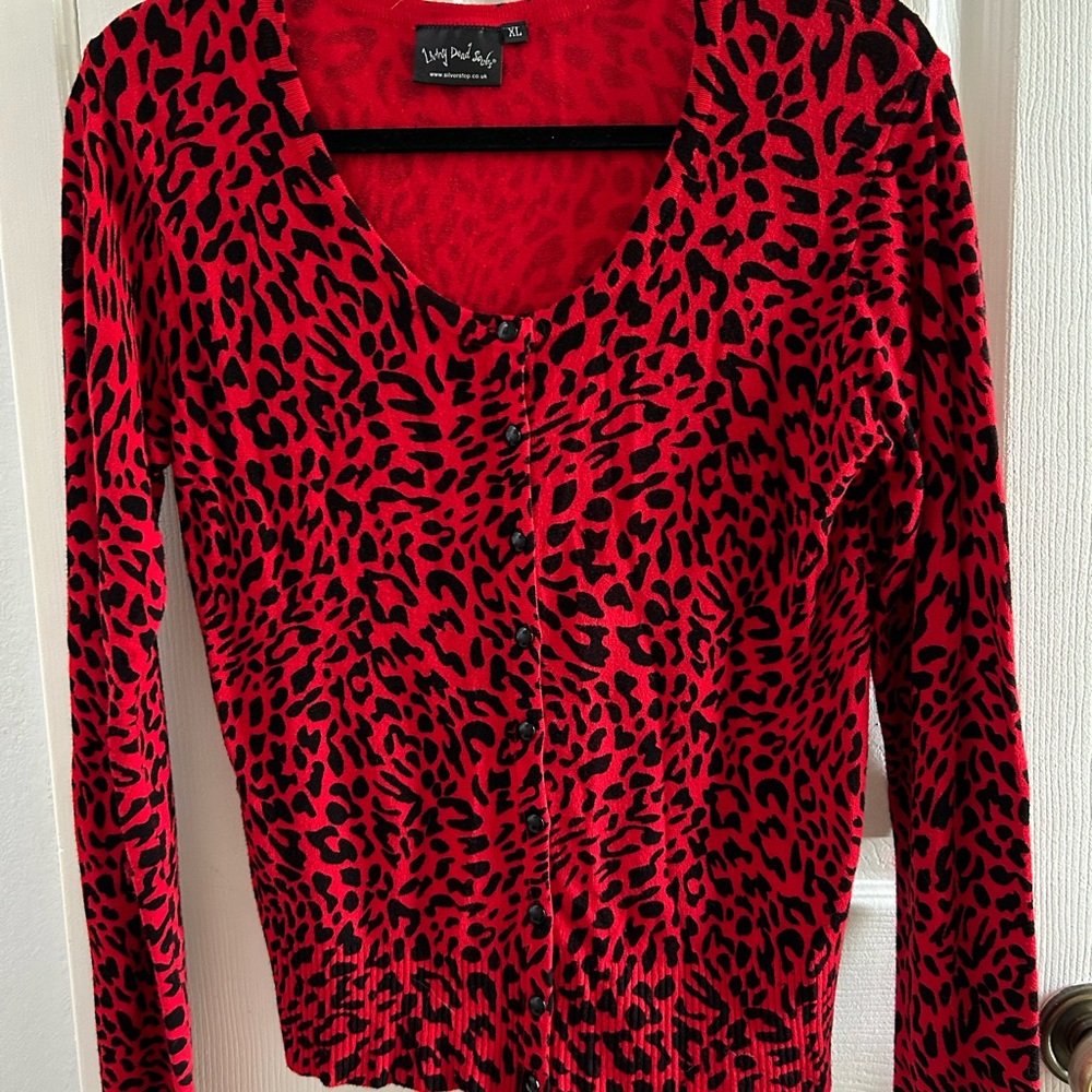 Living dead souls Xl red cheetah cardigan